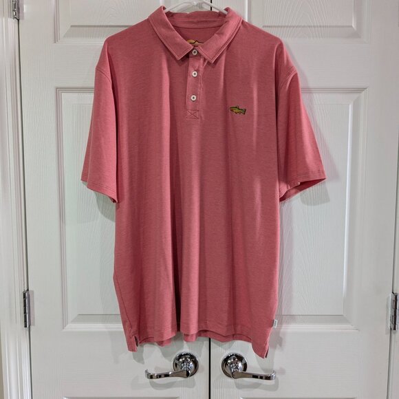 D.Stewart x Orvis Men's Polo Shirt, Salmon Pink, Size XL, Short Sleeve, Stretch - Picture 2 of 14